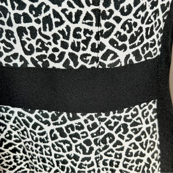 Adrianna Papell Leopard Animal Print Cocktail Dress Career Black White size 10 - Picture 5 of 14